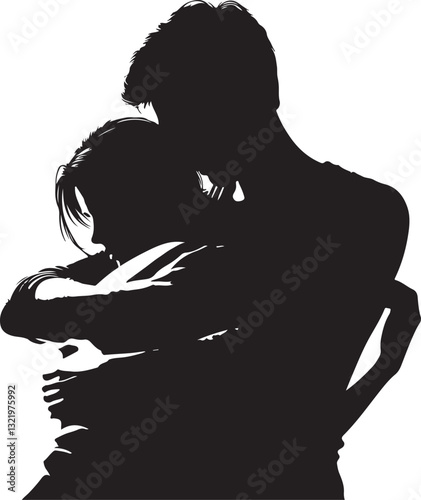 Couple hugging tightly vector illustration