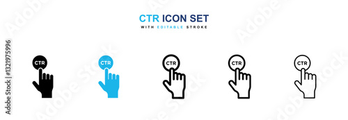 CTR icons vector pack in black and blue colors