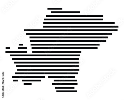 Symbol Map of the City Zirndorf (Germany) showing the city with just a few black horizontal lines
