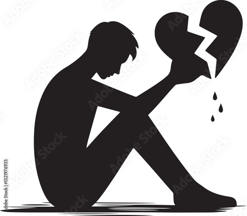 Heartbroken person vector illustration
