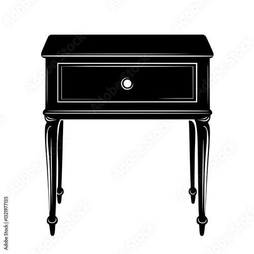 Neoclassical Bedside table, furniture vector, furniture design