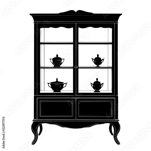 Neoclassical China cabinet, furniture vector, furniture design