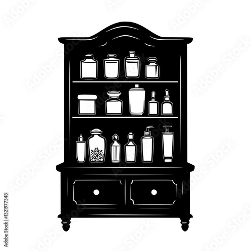 Neoclassical Medicine cabinet, furniture vector, furniture design