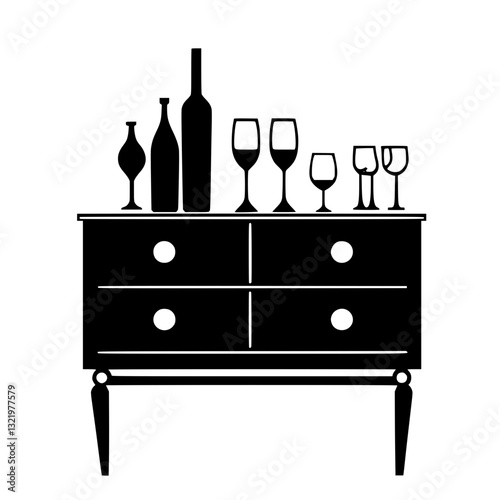 Retro Buffet table, furniture vector, furniture design