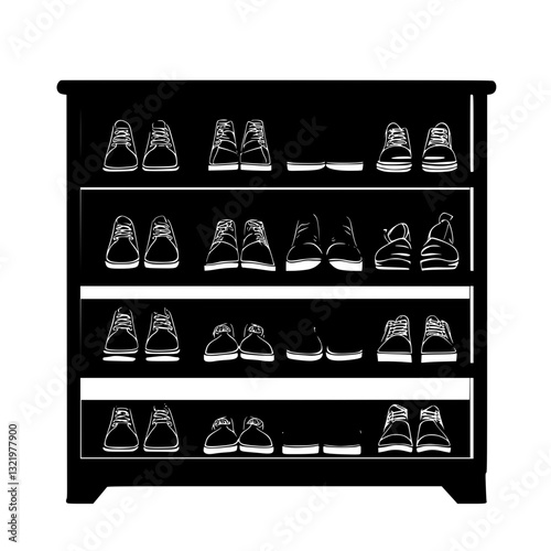 Retro Shoe rack, furniture vector, furniture design