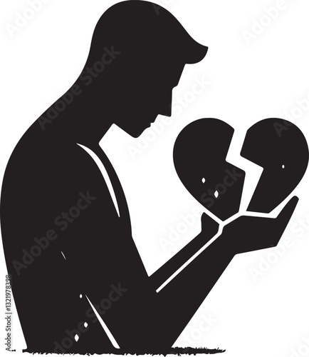 Heartbroken person vector illustration