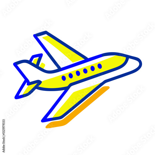 Private jet icon flying high in the sky, luxury travel concept