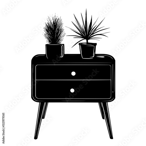 Vintage Bedside table, furniture vector, furniture design