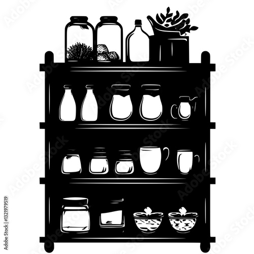 Vintage Pantry shelving, furniture vector, furniture design