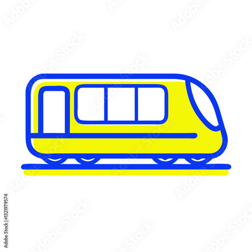 Yellow subway icon moving fast, urban transportation concept