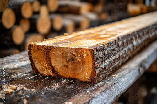A gang saw in a lumber mill...
