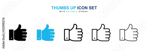 thumbs up icons vector pack in black and blue colors