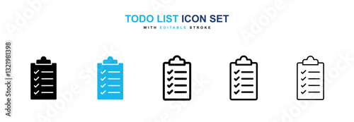 Todo list icons vector pack in black and blue colors