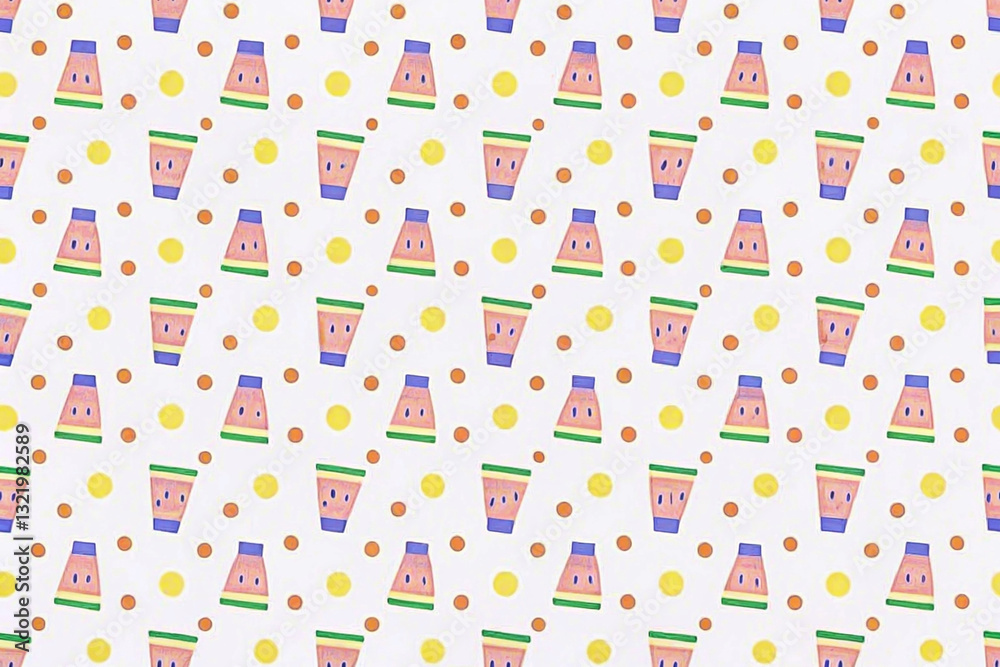 Obraz premium Cute watermelon drink cups pattern