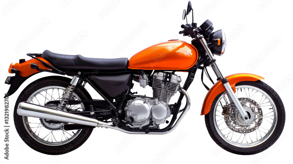 Fototapeta premium Orange motorcycle isolated on transparent background with clipping path