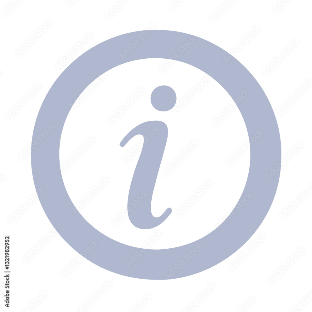 Soft gray information icon inside circular frame Soft gray information icon inside circular frame