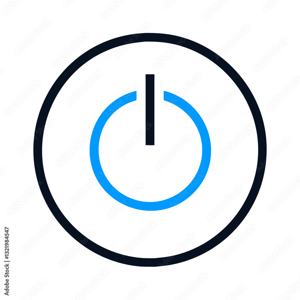 Blue outlined power button icon with circular design Blue outlined power button icon with circular design