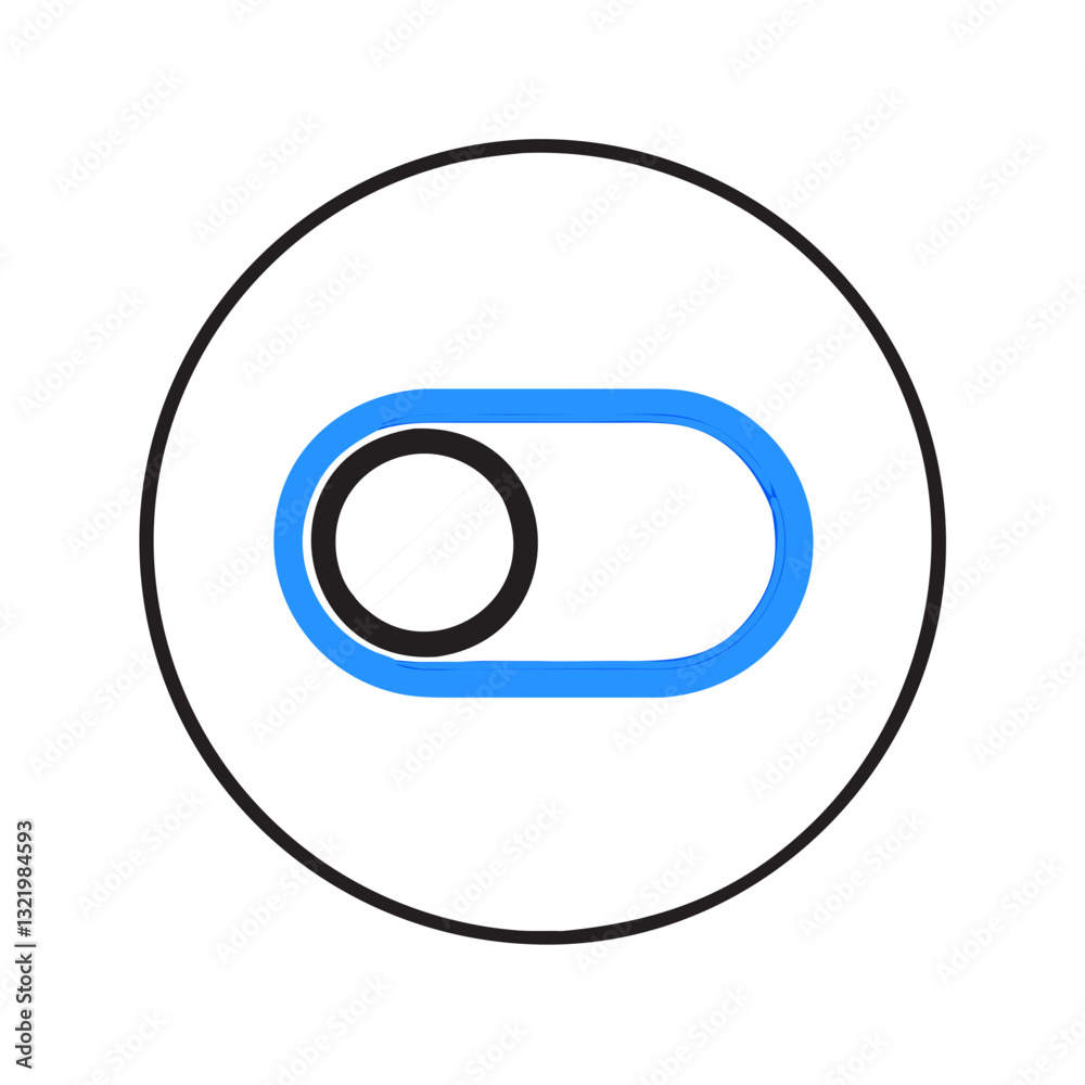 Blue and black toggle switch icon with sleek design Blue and black toggle switch icon with sleek design