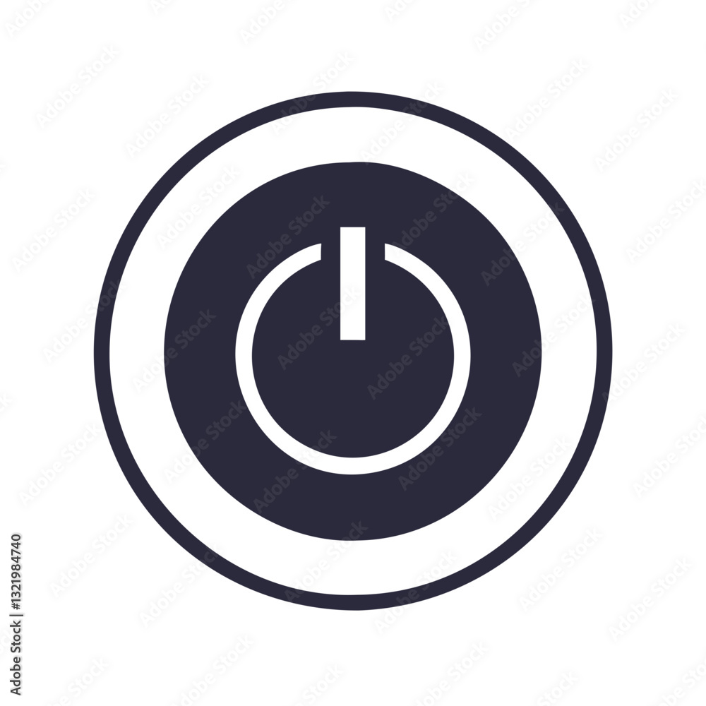 Dark circular power button with minimalist design Dark circular power button with minimalist design