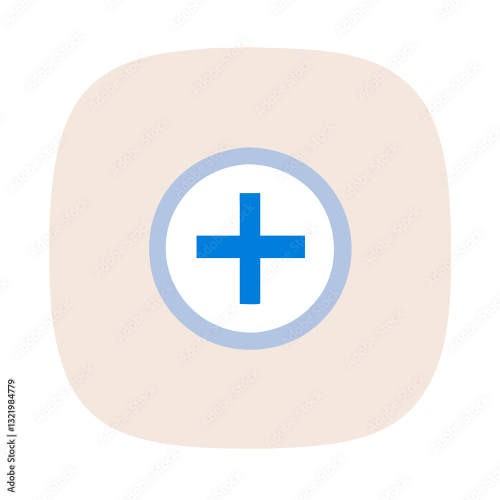 Obraz premium Soft pastel blue plus icon on beige background