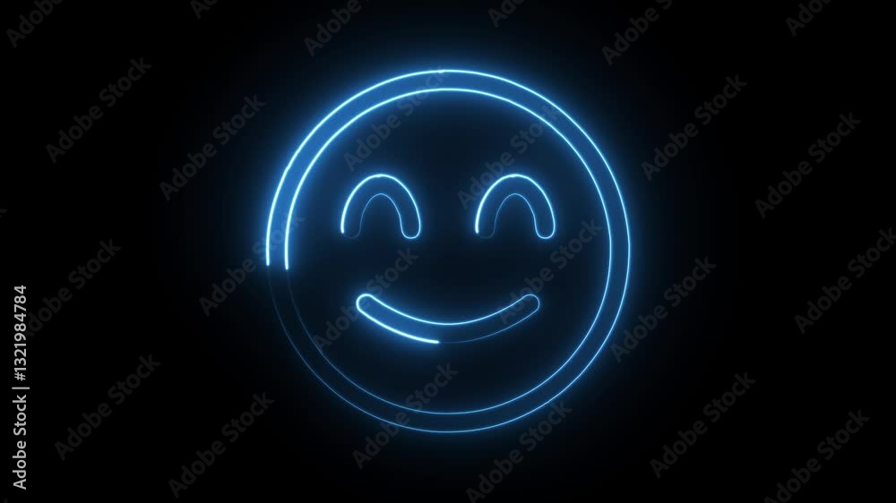 Glowing neon smile beam  icon isolated on black background. HD Video motion graphic animation