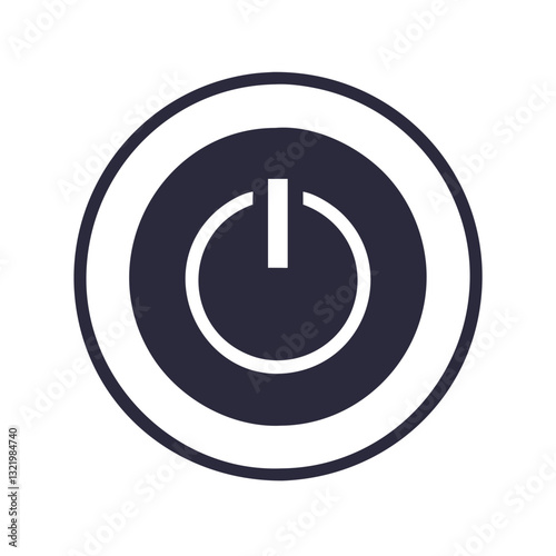 Dark circular power button with minimalist design