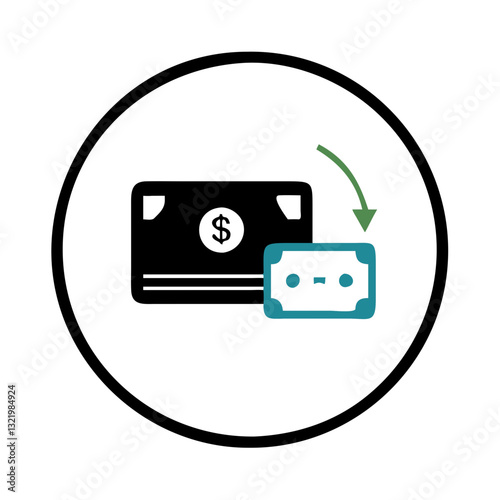 Digital banking transaction icon in circle