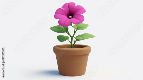 Wallpaper Mural Pink flower pot plant, 3D render, white background, website design Torontodigital.ca
