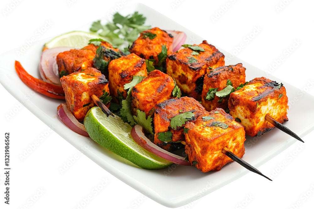 Tandoori chicken tikka served with lime and onion. transparent background, PNG, clipping path. Tandoori chicken tikka served with lime and onion. transparent background, PNG, clipping path.