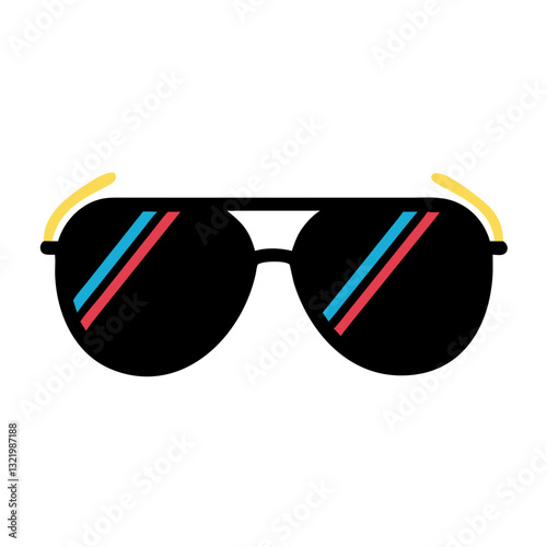 Black aviator sunglasses with colorful reflections