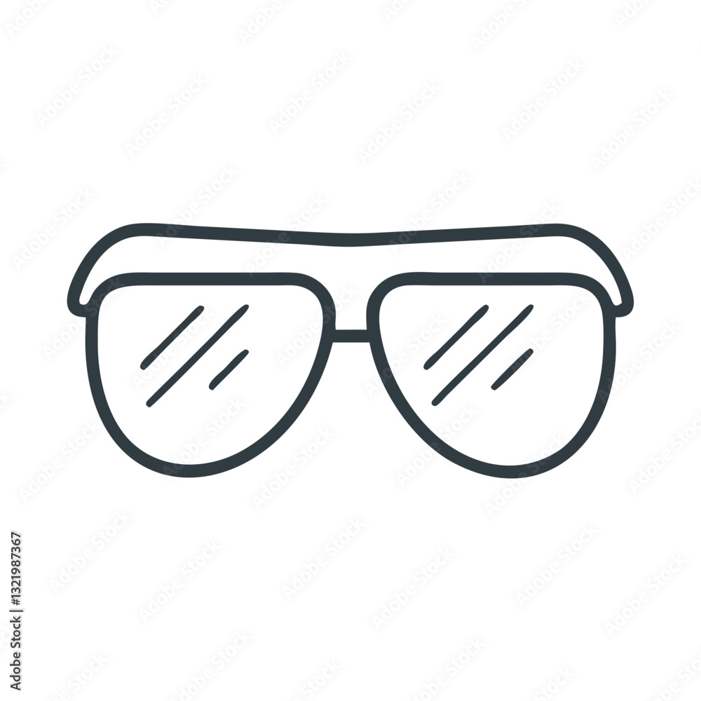 Fototapeta premium Blue outline sunglasses with reflection icon