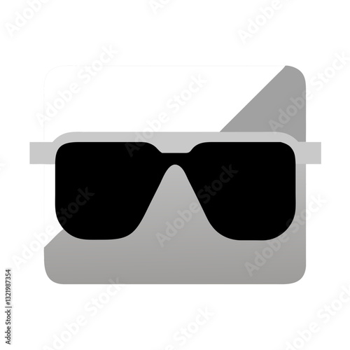 Grey futuristic sunglasses with shadow icon