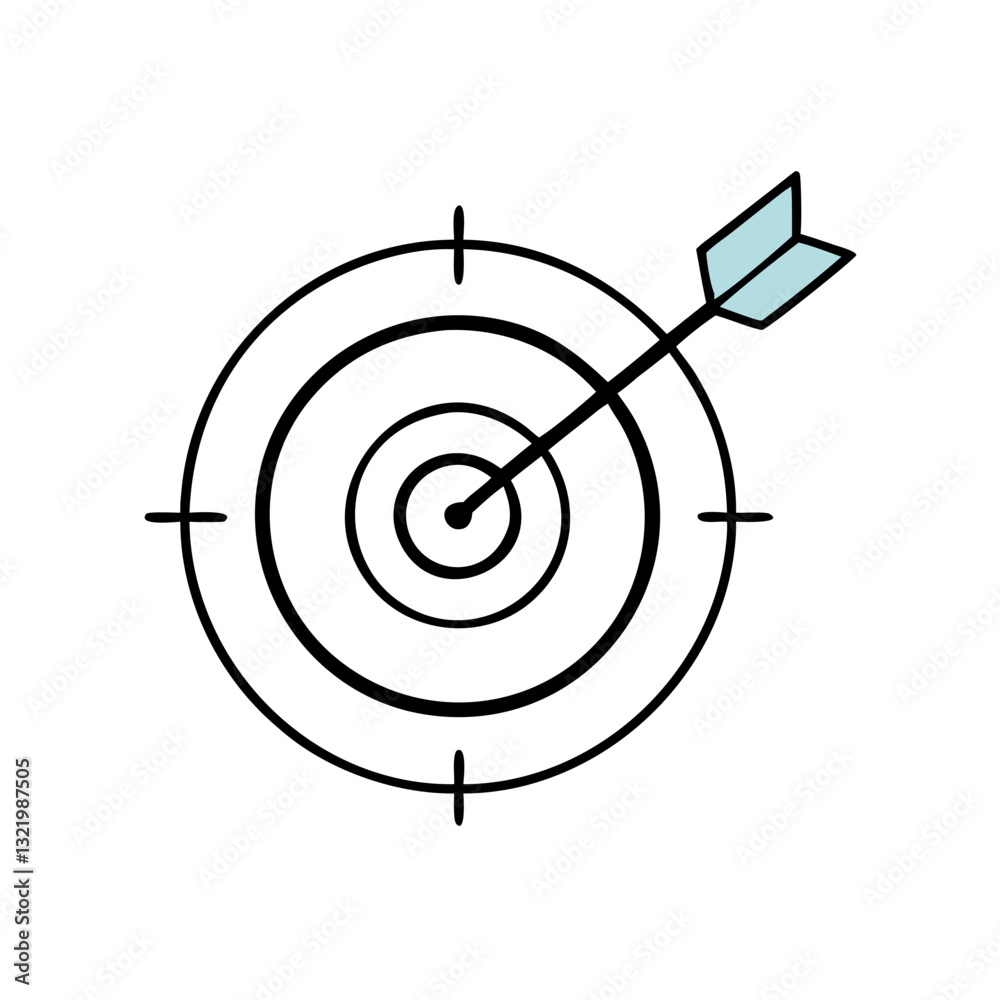 Black outline target icon with arrow in center Black outline target icon with arrow in center