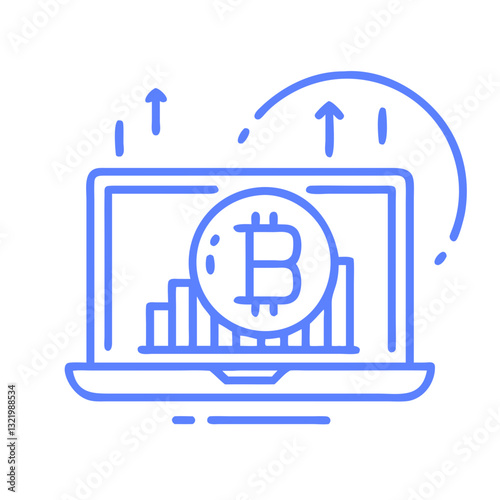 Bitcoin and stock market graph on laptop screen