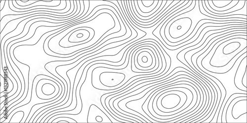 Abstract white contour wave lines topographic background, lines map seamless pattern, modern wallpaper texture and realistic design used for banner and posters, mountain relief geographic pattern.	