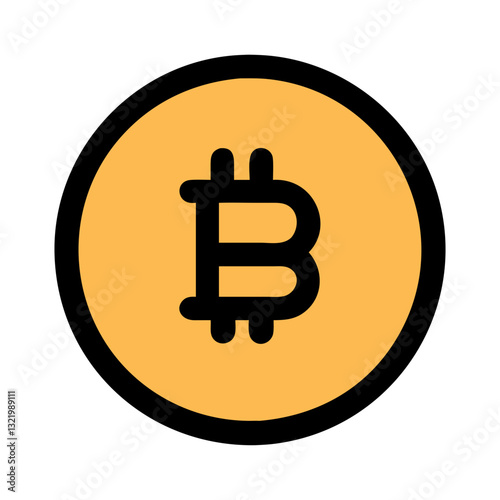 Bitcoin currency coin icon in black and orange