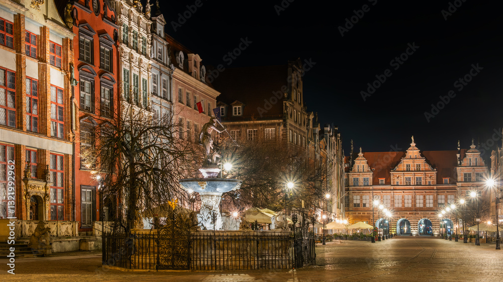 Fototapeta premium Stare Miasto w Gdańsku nocą
