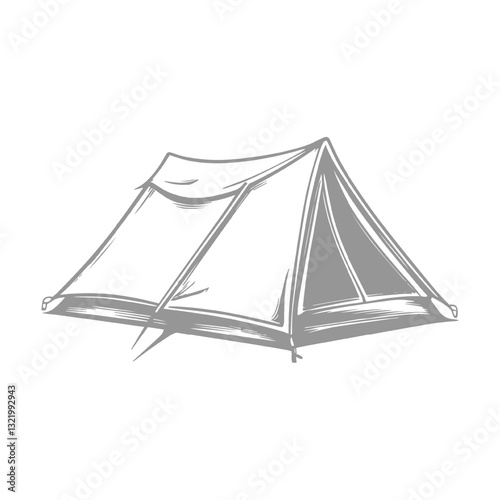 Isolated vintage camping tent on white background