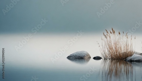 Gentle cliffs and a calm shoreline stretch beneath a hazy horizon, evoking a sense of tranquil coastal beauty.