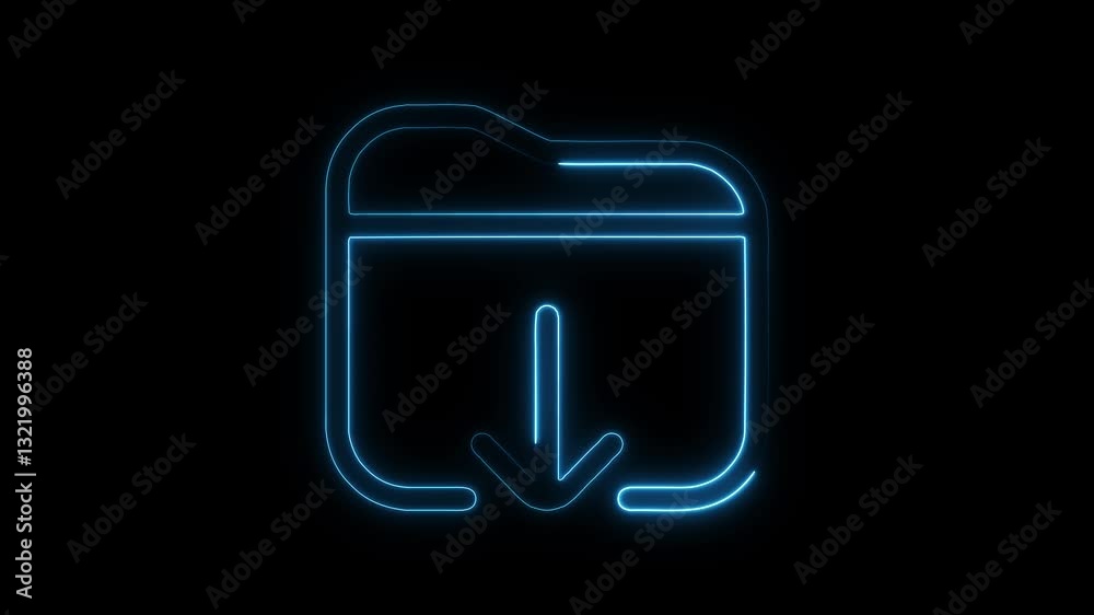 Glowing neon folder download icon isolated on black background. HD Video motion graphic animation Glowing neon folder download icon isolated on black background. HD Video motion graphic animation