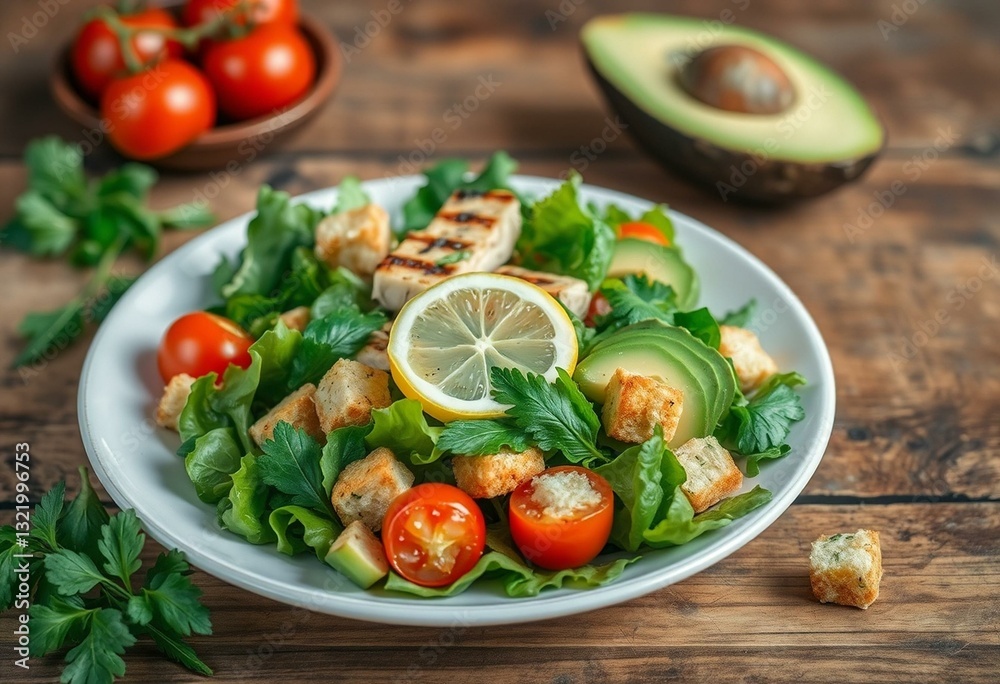 Salad with grilled chicken and fresh vegetables Salad with grilled chicken and fresh vegetables