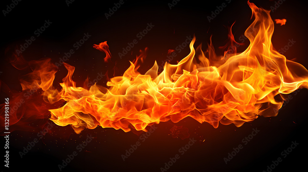 Fototapeta premium A long, thin flame with orange and red colors
