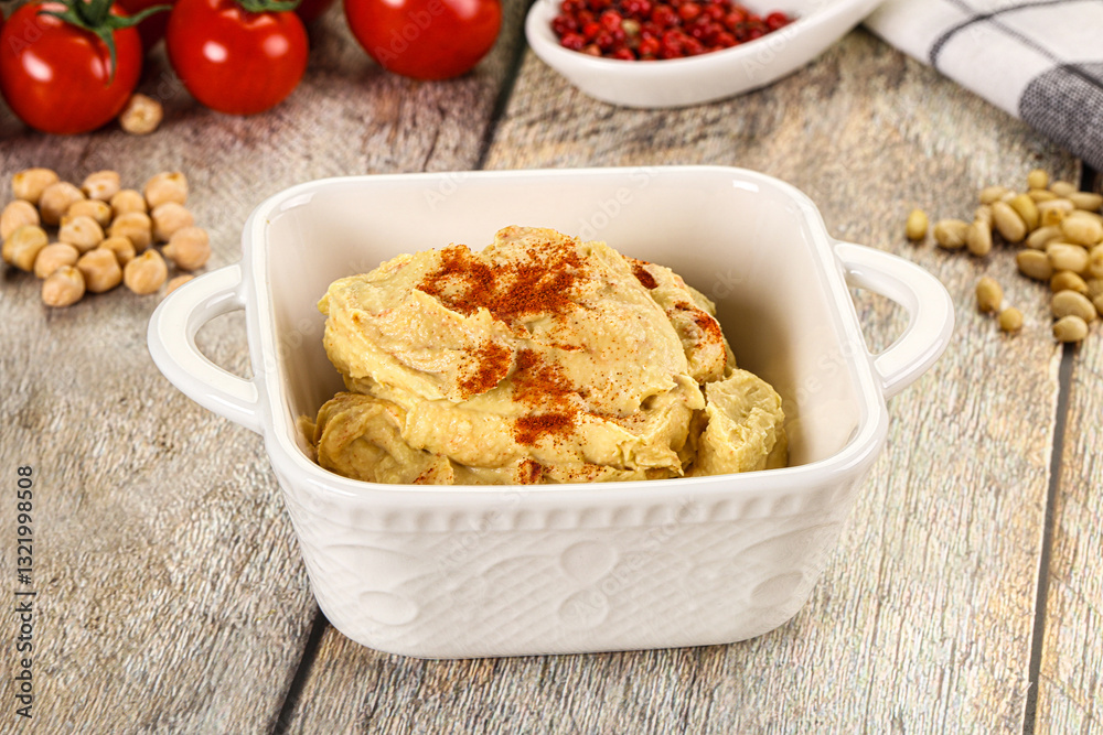 Natural chickpea hummus with paprika Natural chickpea hummus with paprika