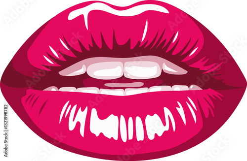 Pink Lips Vector Illustration - Glossy Mouth Graphic