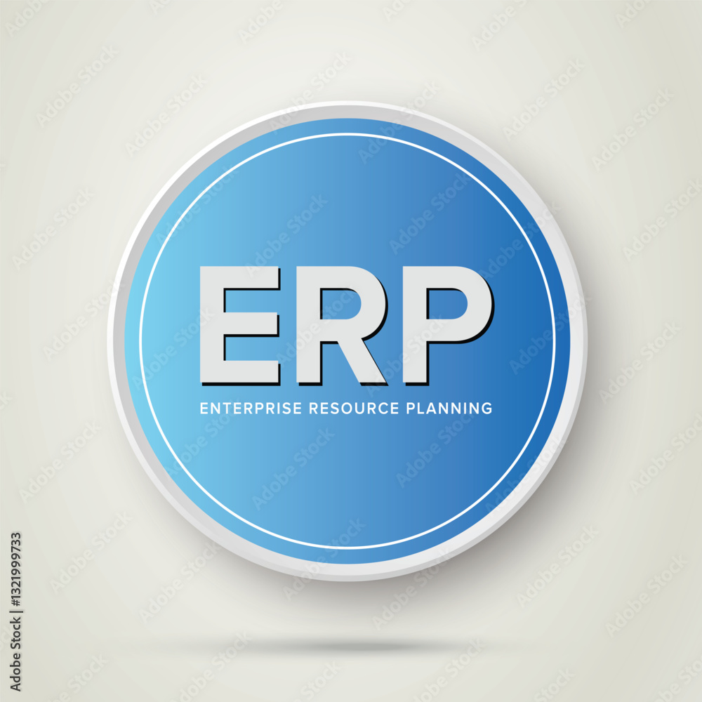 ERP - Enterprise Resource Planning vector structure module construction concept infographics in circle sky blue ERP - Enterprise Resource Planning vector structure module construction concept infographics in circle sky blue