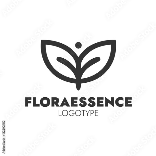 FloraEssence logotype featuring a minimalist and elegant leaf design, symbolizing nature, wellness, and tranquility