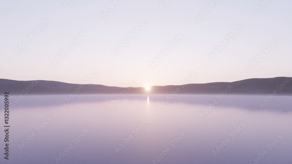 Calm lake sunrise, misty mountains, peaceful dawn, serenity Calm lake sunrise, misty mountains, peaceful dawn, serenity