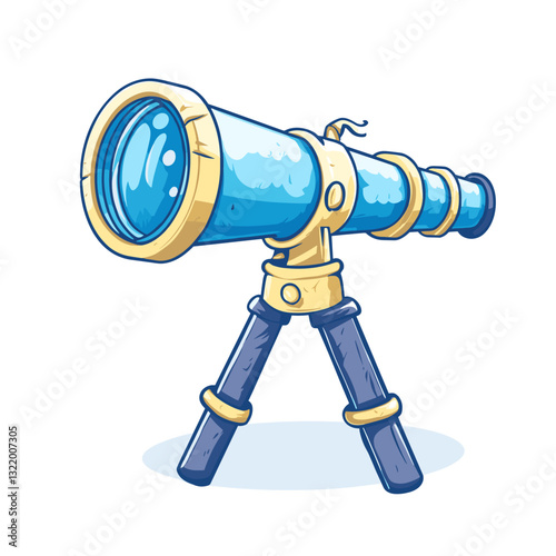Cartoon spyglass, vintage nautical pirate telescop Isolated vector navigation instrument for looking on distance. Captain or marine sailor spy glass optical tool naval equipment retro glass item 