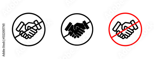 No handshake sign vector set in black and blue colors