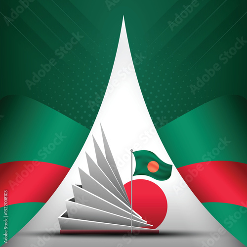 26 March Independence Day and 16 December the victory day of Bangladesh; vector illustration with Bangladesh national monument